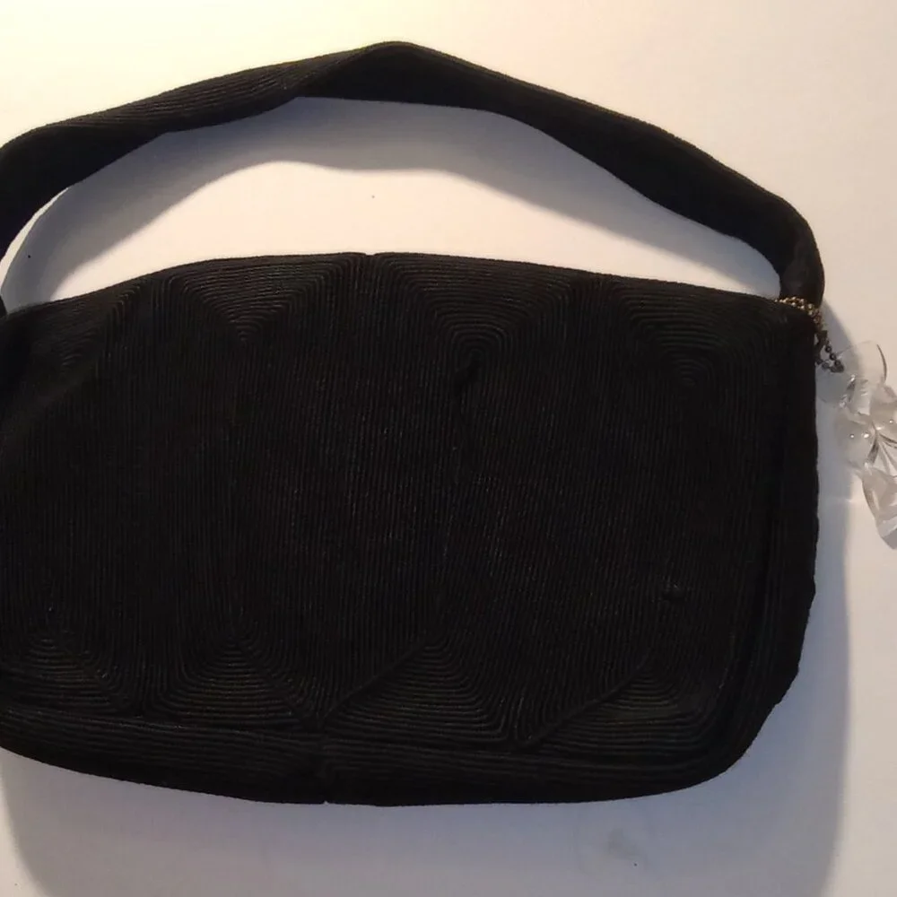 Genuine Corde Black Corded Purse Vintage 30s 40s - Picture 5 of 15